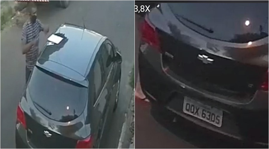 À esquerda o acusado e à direito o carro utilizado por ele