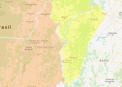 Localidades com risco de chuva