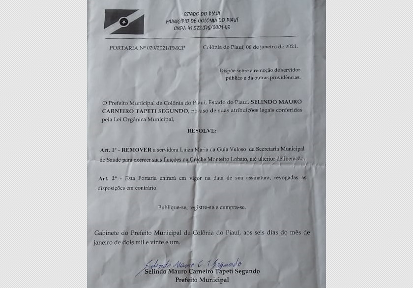 Remoção de servidora