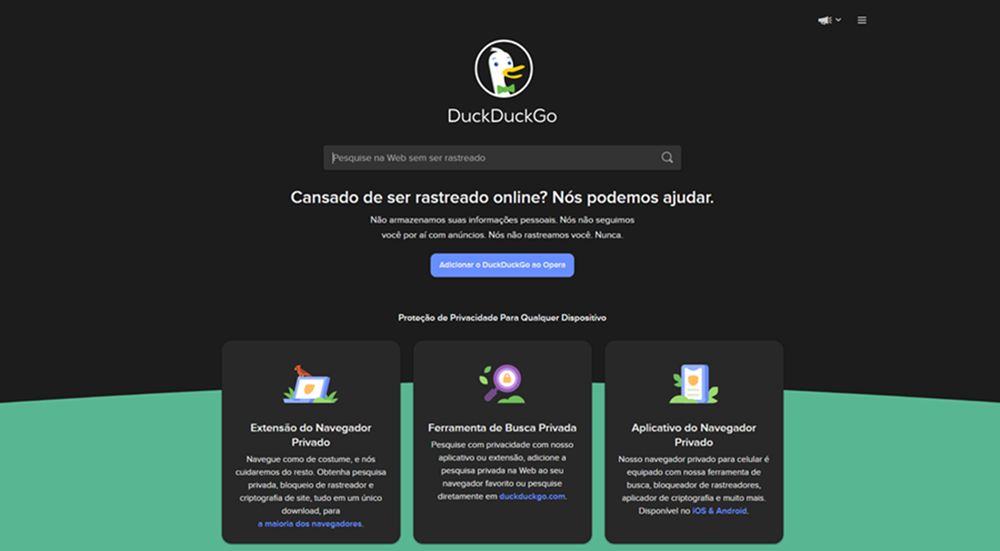 Site de busca respeita privacidade do usuário