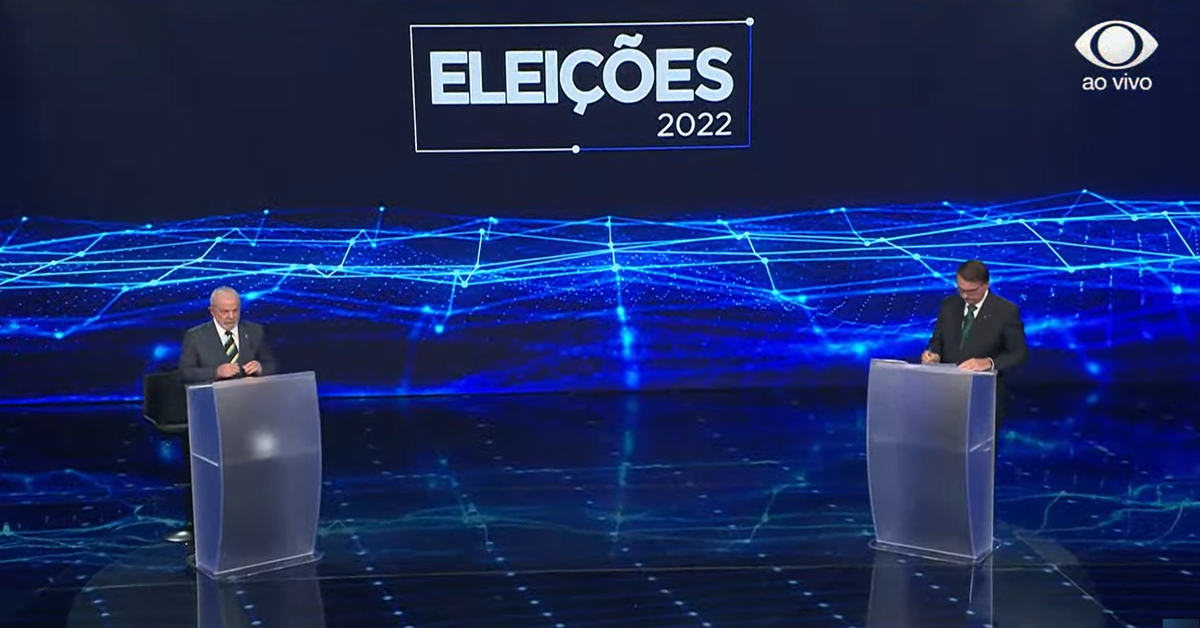 Lula e Bolsonaro no debate na Band