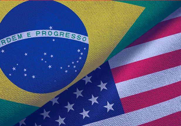 Bandeira dos Estados Unidos (EUA) e do Brasil