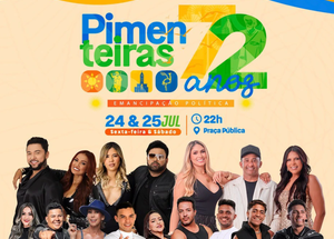 Pimenteiras comemora 72 anos com shows de Malla 100 Alça e Forró Real