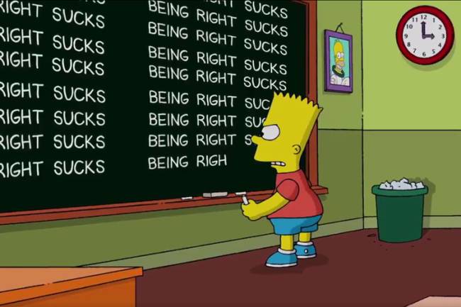 Bart escreve no quadro em protesto