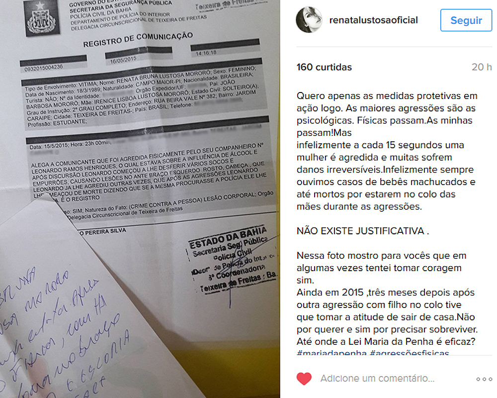 Continuação da publicação de Renata sobre agressões