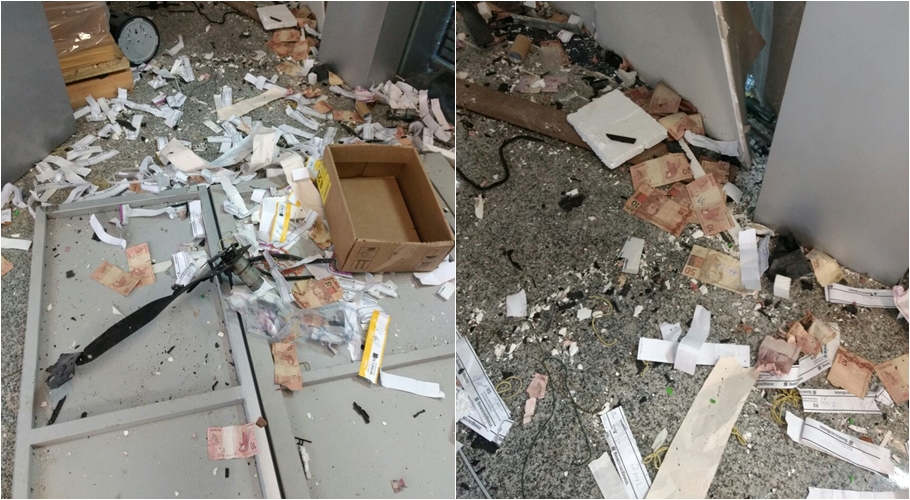 Cédulas espalhadas na agência