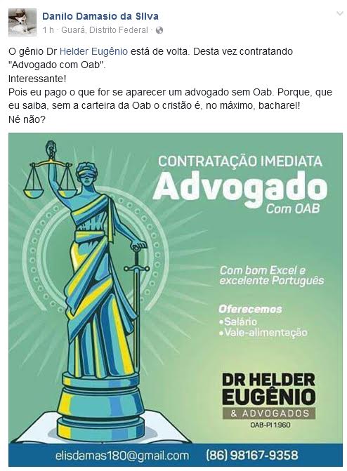 Postagem de Danilo Damásio