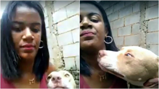 Janaína da Silva e seu pitbull
