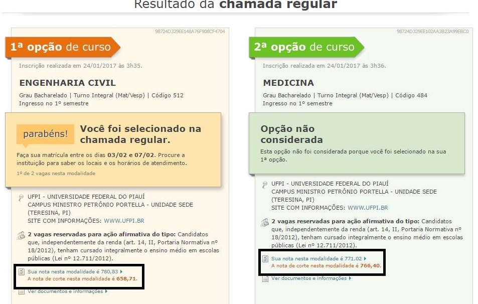 Resultado do Sisu