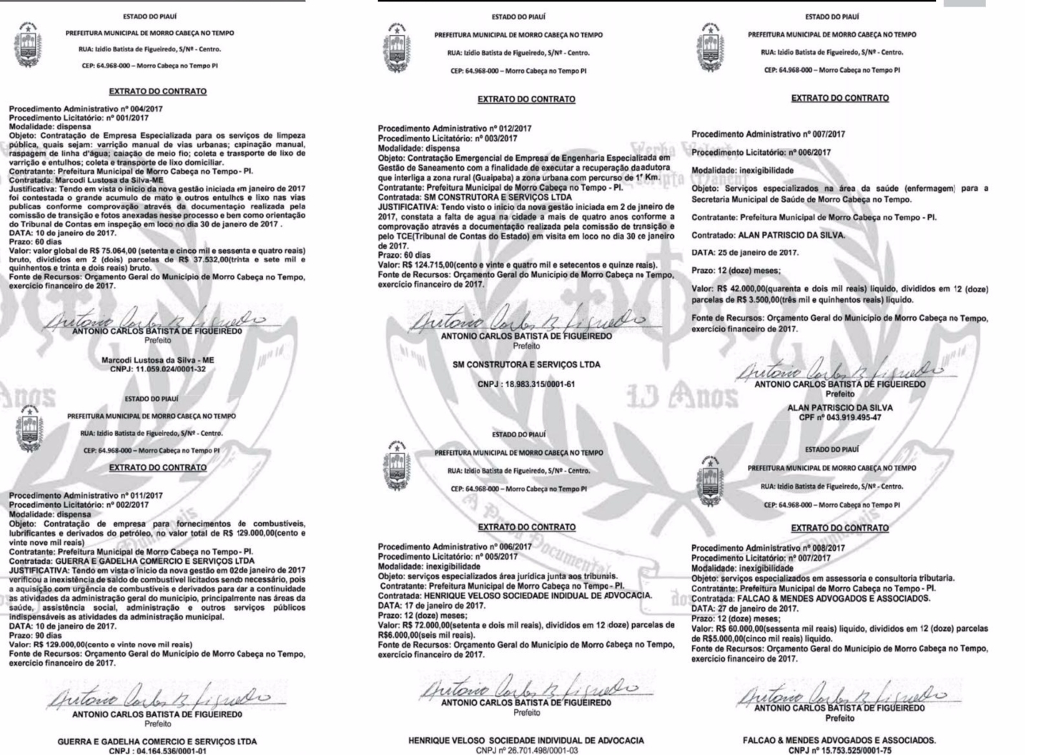 Extratos de contratos