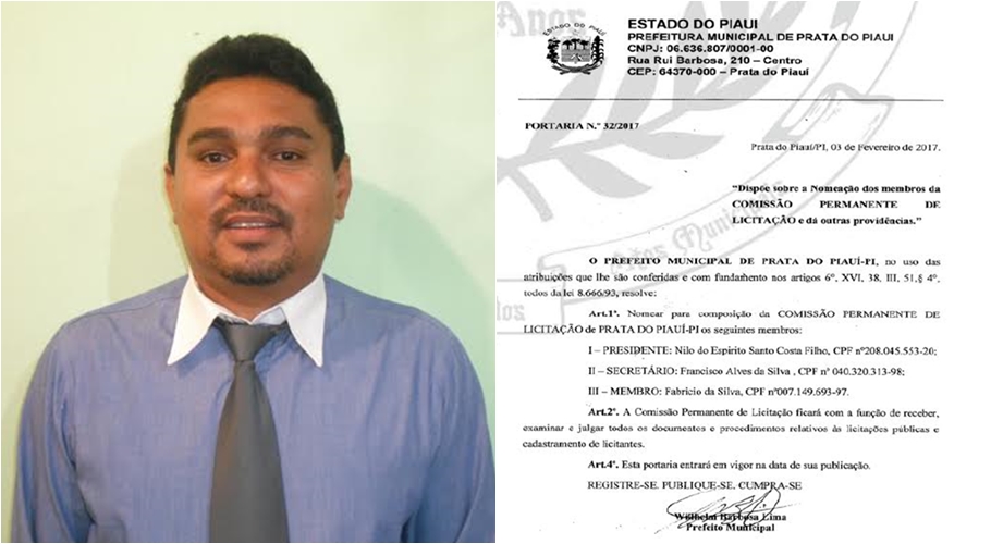 Prefeito Neguim Barbosa e nomeação para presidência da Comissão de Licitação