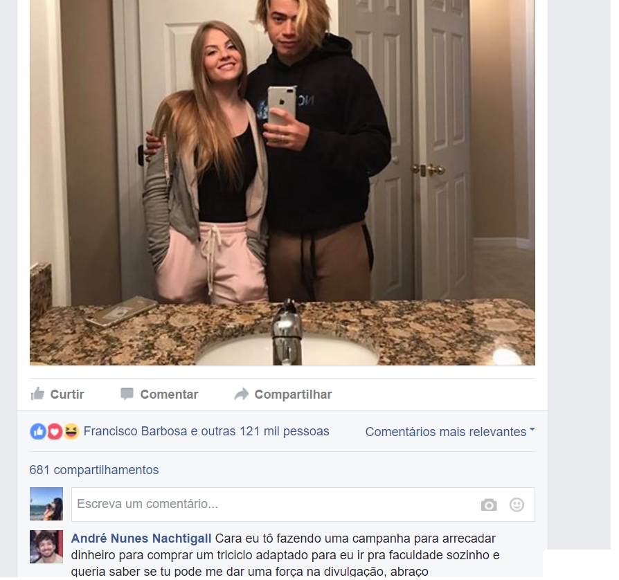 Comentário de André na foto de Whindersson