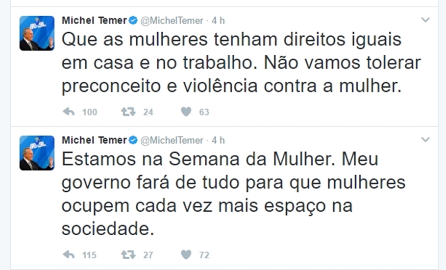 Temer muda tom após discurso polêmico no Dia da Mulher
