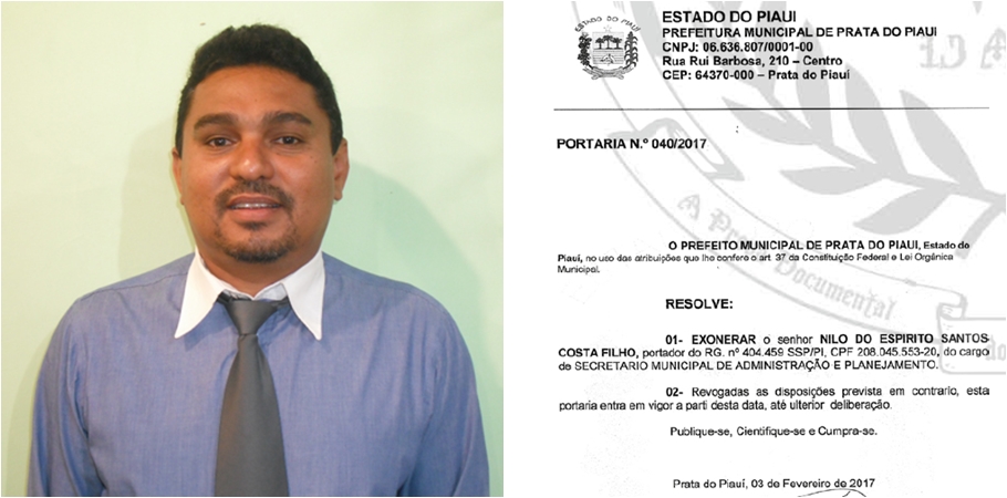 Secretário de Prata do Piauí exonerado