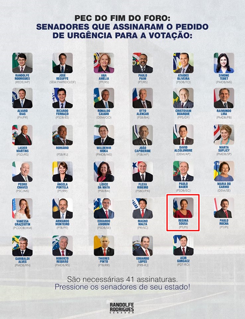 Regina Sousa assinou requerimento que pede votação da PEC 10/2013