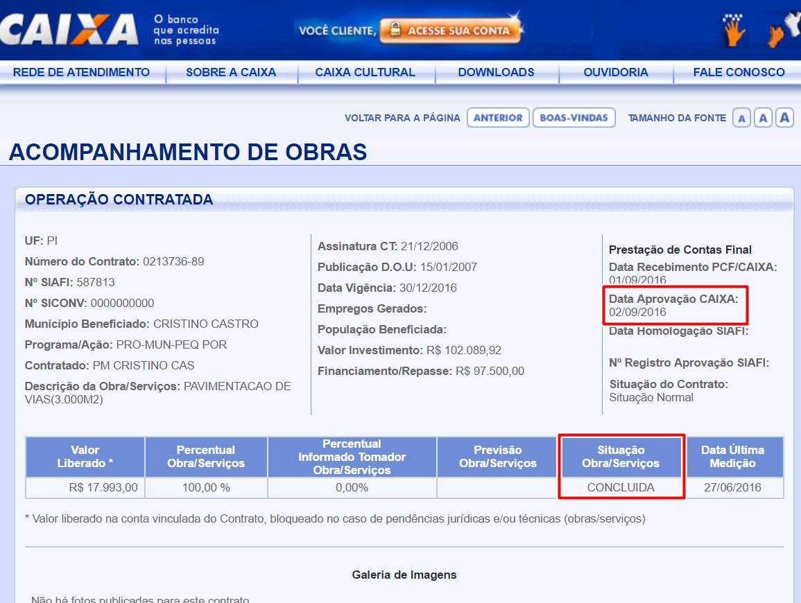 Caixa Econômica aprovou a prestação de contas