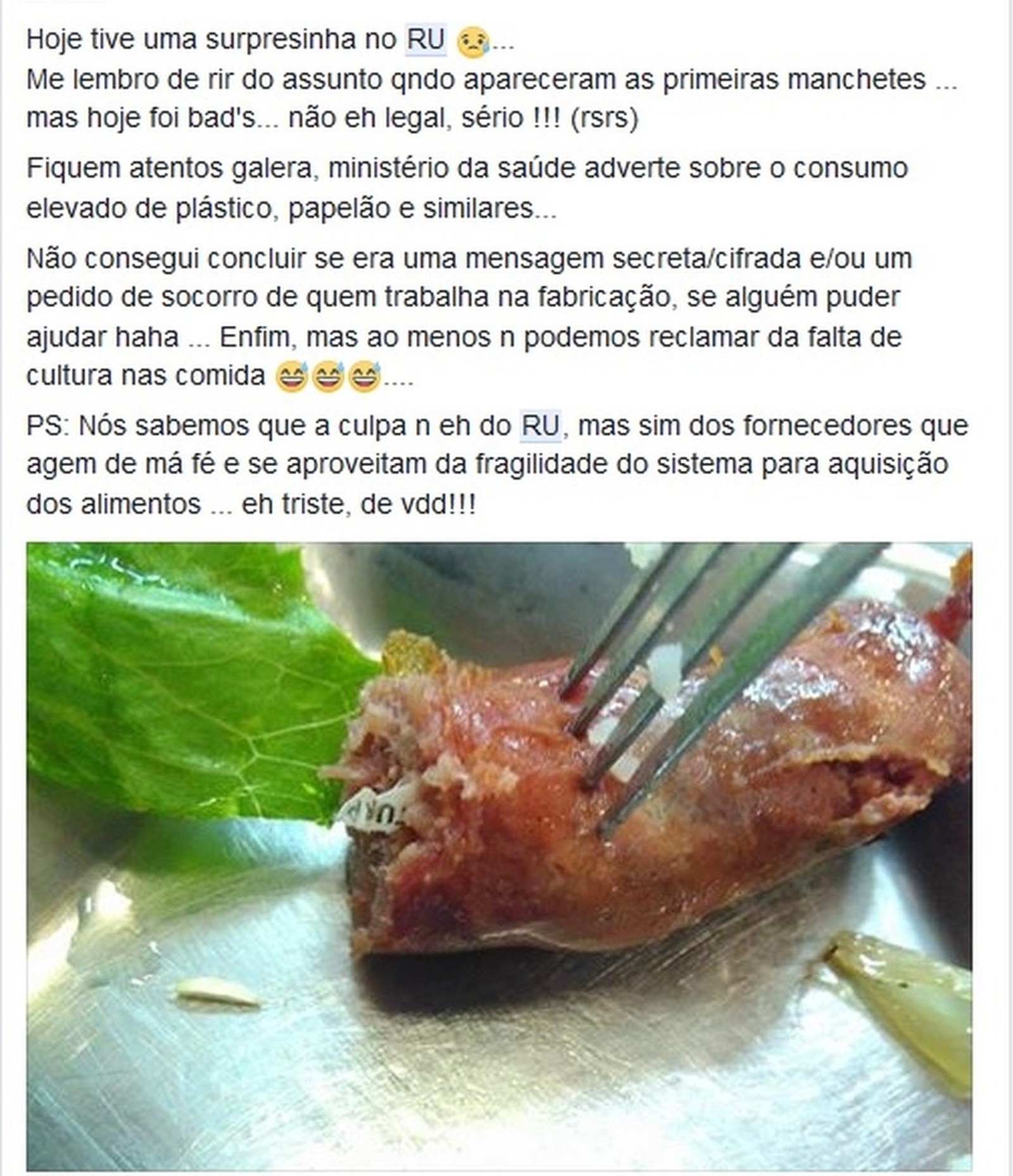 Papel é encontrado dentro de linguiça servida na UFSCar