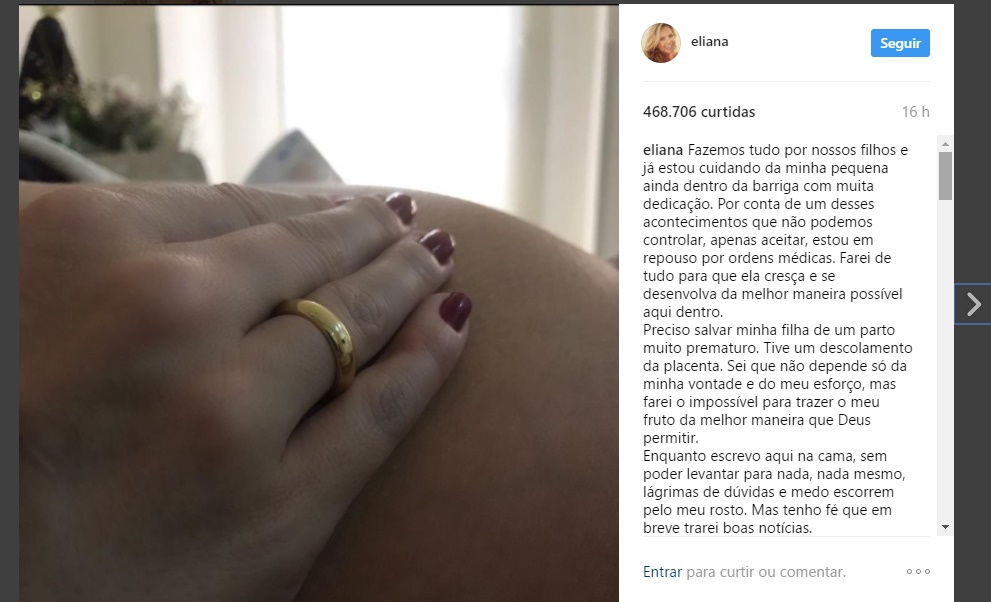 Eliana anuncia afastamento da TV para cuidar da gravidez