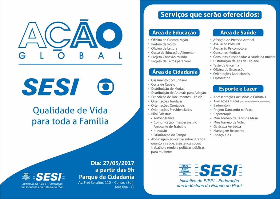 Ação Global acontece neste sábado no Parque da Cidadania