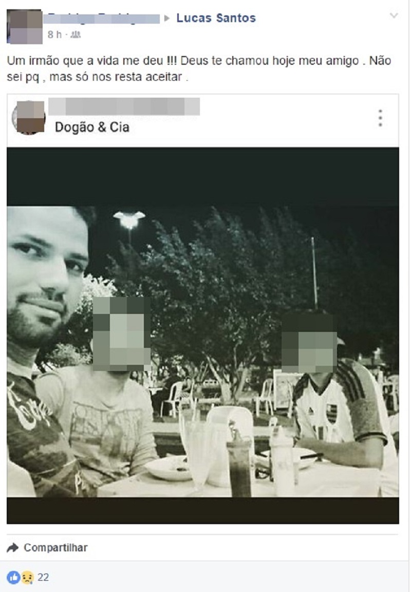 Amigos de despedem de Lucas Santos no Facebook