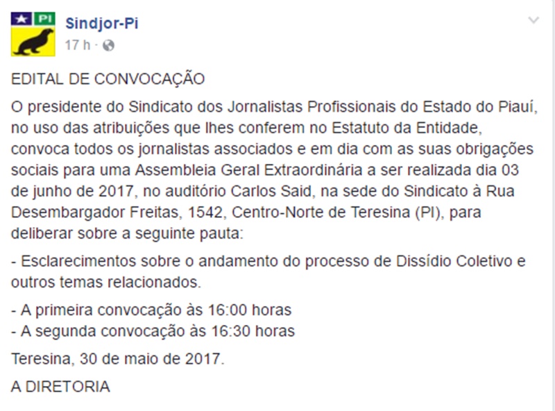 Convocatória para assembleia