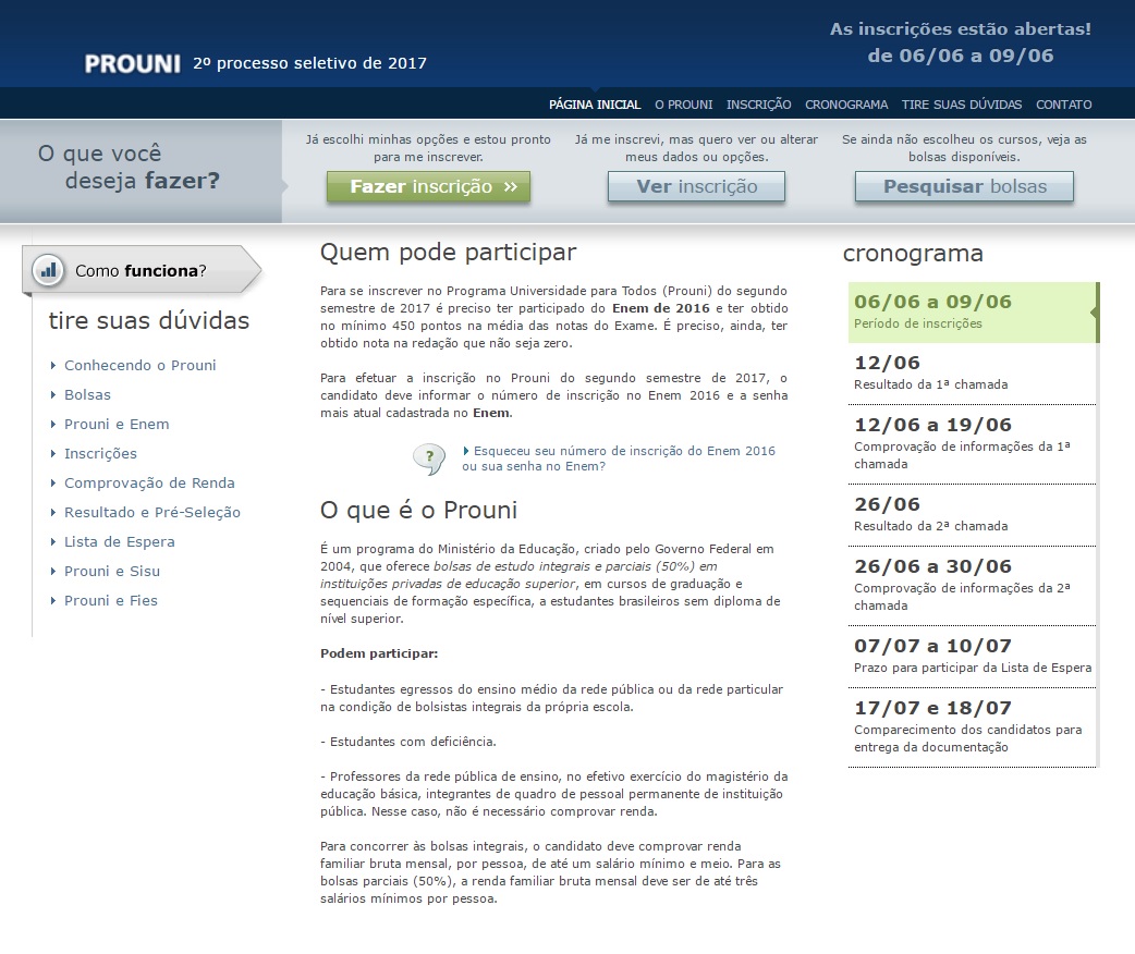 Site do Prouni