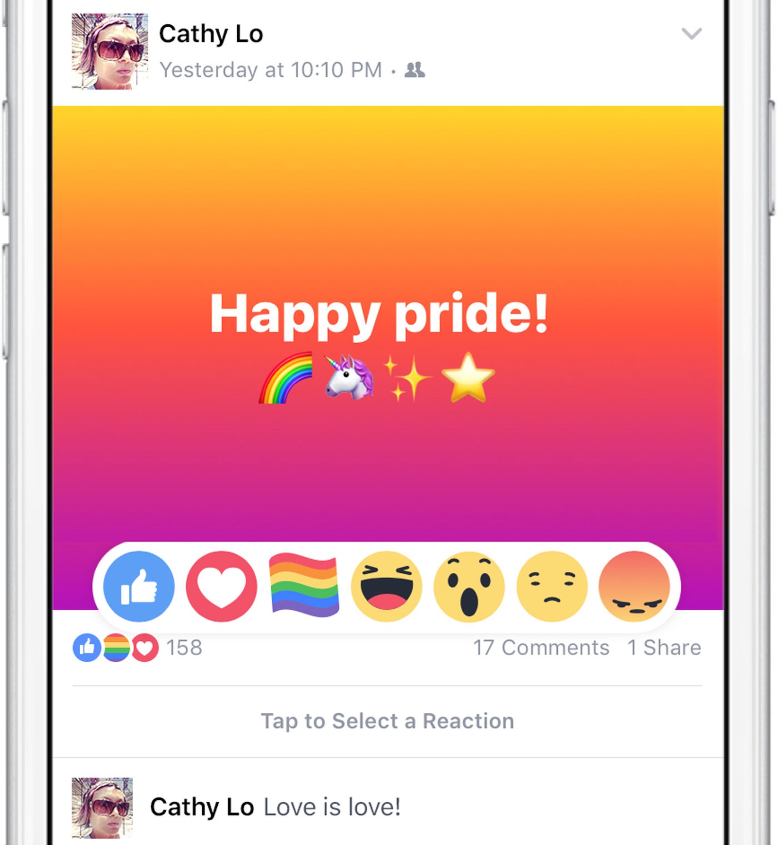 Botão orgulho do Facebook