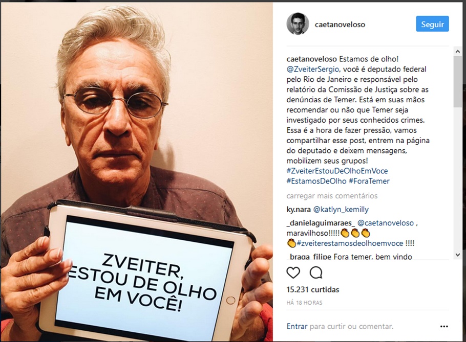 O cantor publicou seu manifesto na rede social