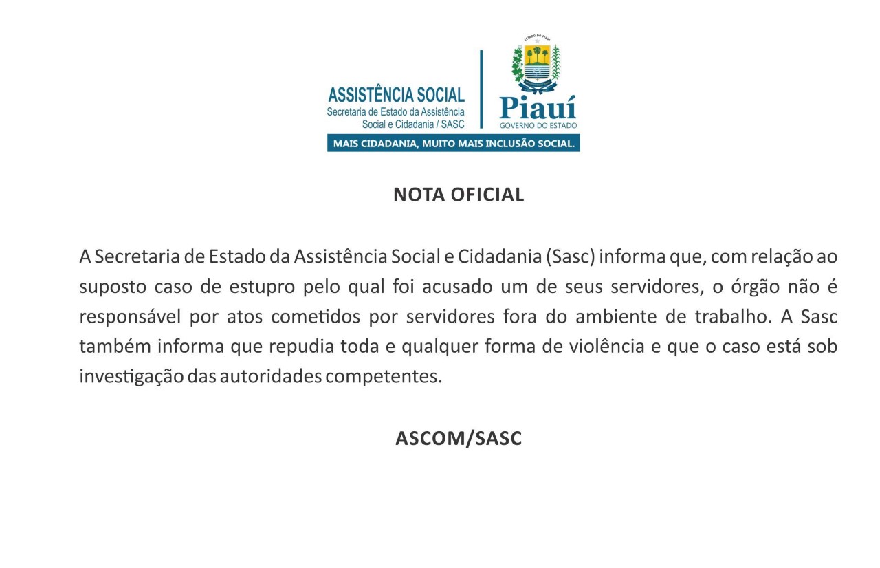 Nota oficial da SASC