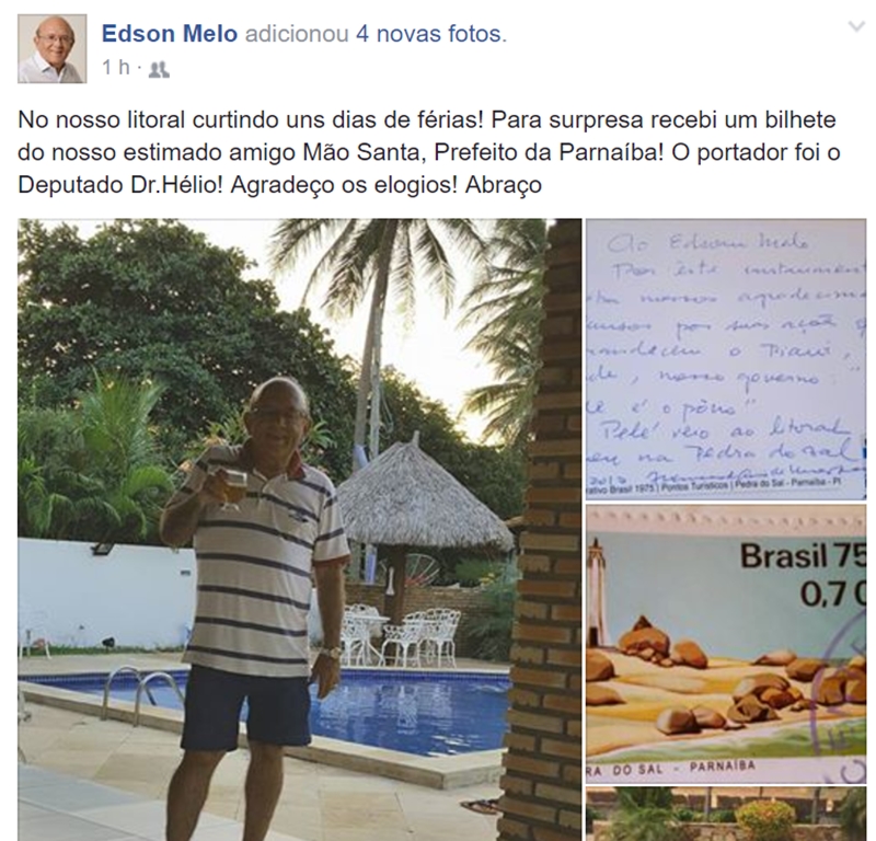 Vereador Edson Melo curte férias no litoral