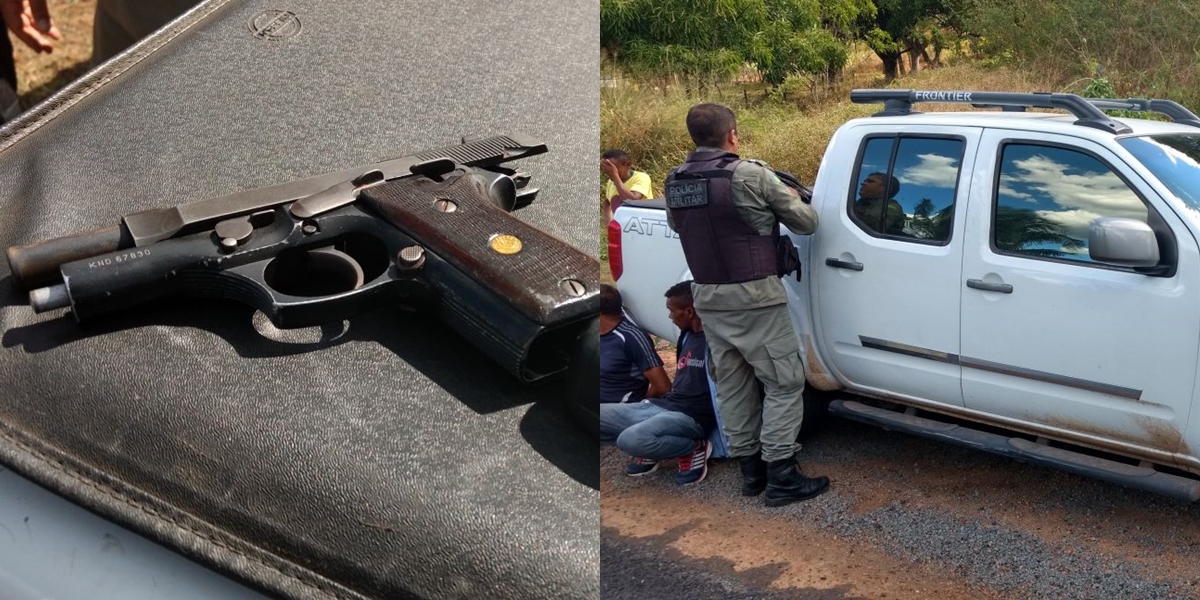 Foram apreendidas armas e uma caminhonete