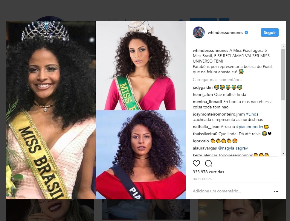 Youtuber parabeniza a mais nova miss
