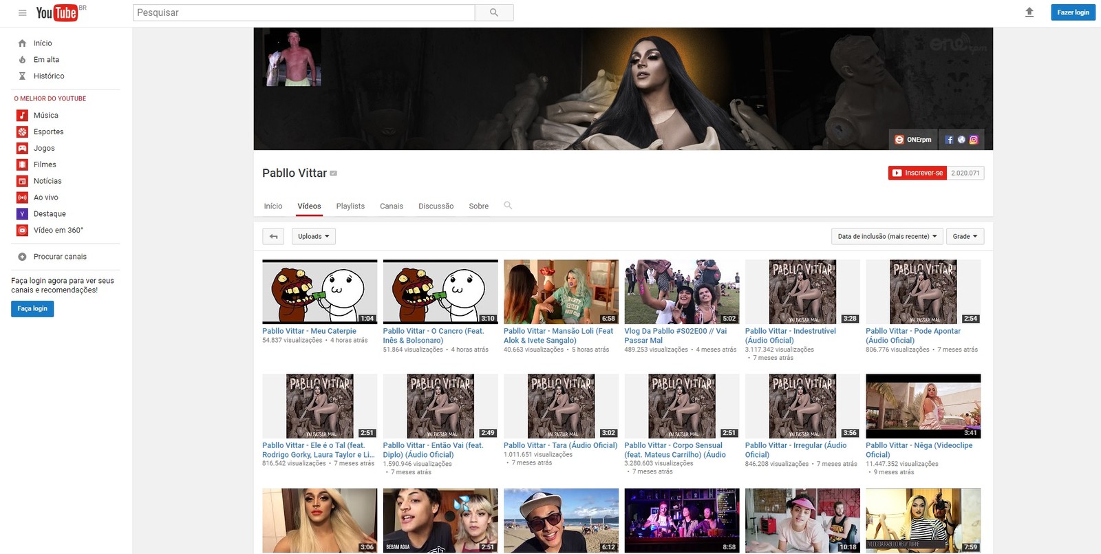 Canal de Pabllo Vittar no Youtube é invadido hackers