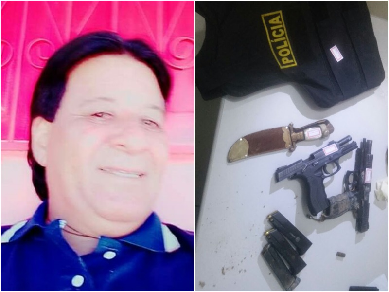 O cigano Casé e as armas apreendidas
