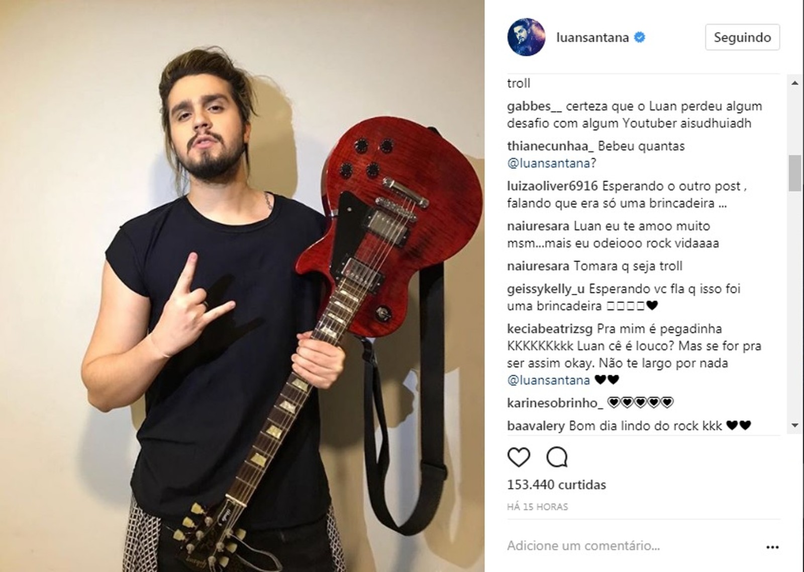Luan Santana diz que vai se dedicar ao havy metal
