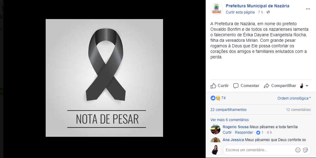 Nota de pesar 