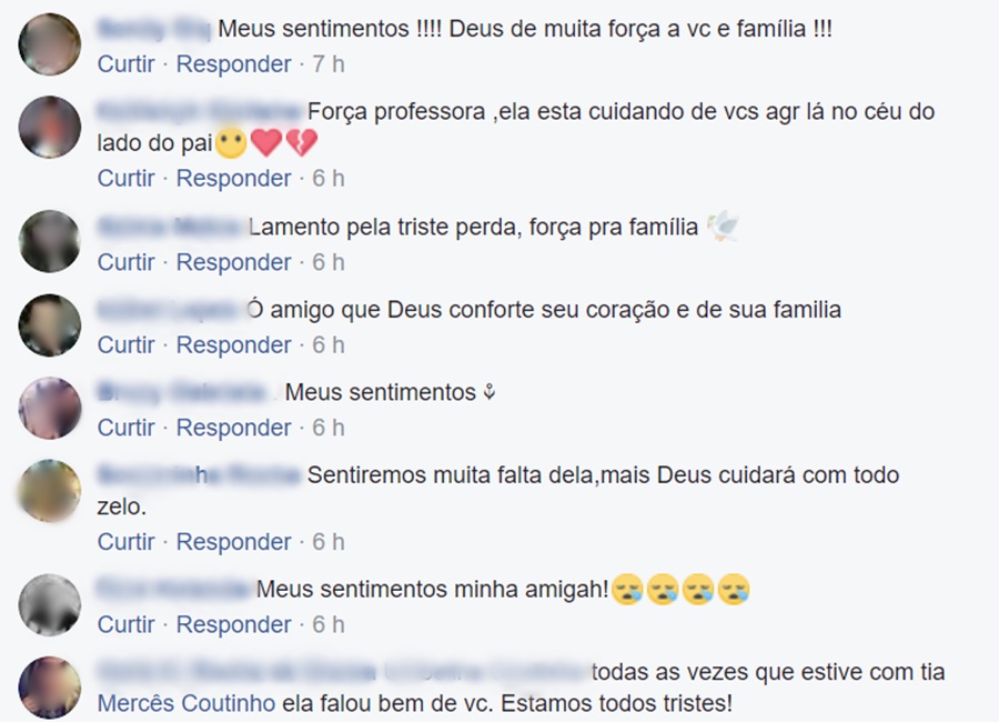 Mensagem dos Familiares e amigos de Mercês