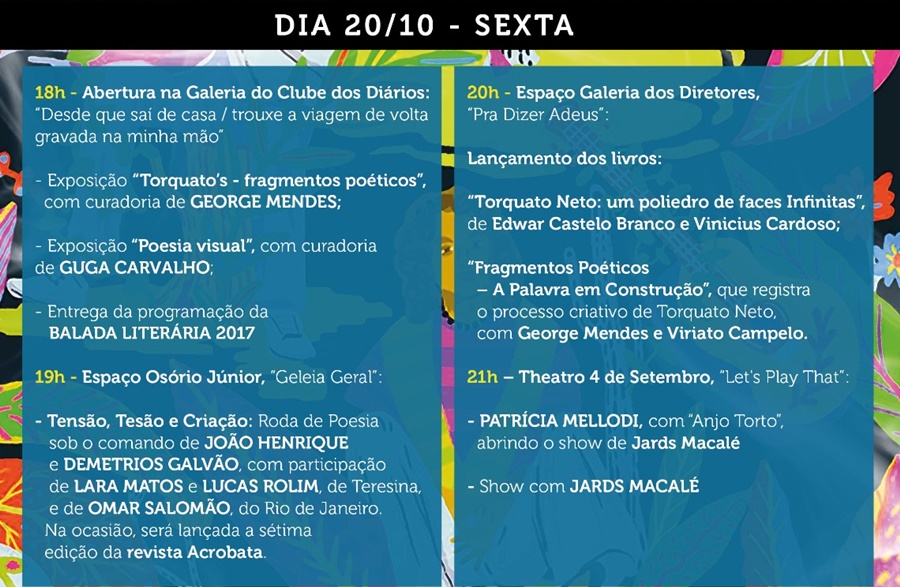 Programação da sexta-feira