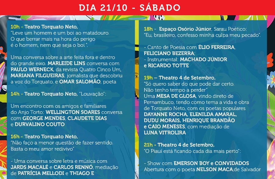 Programação do sábado