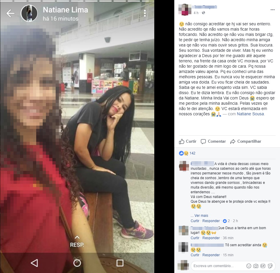 Amiga homenageia Natiane Lima