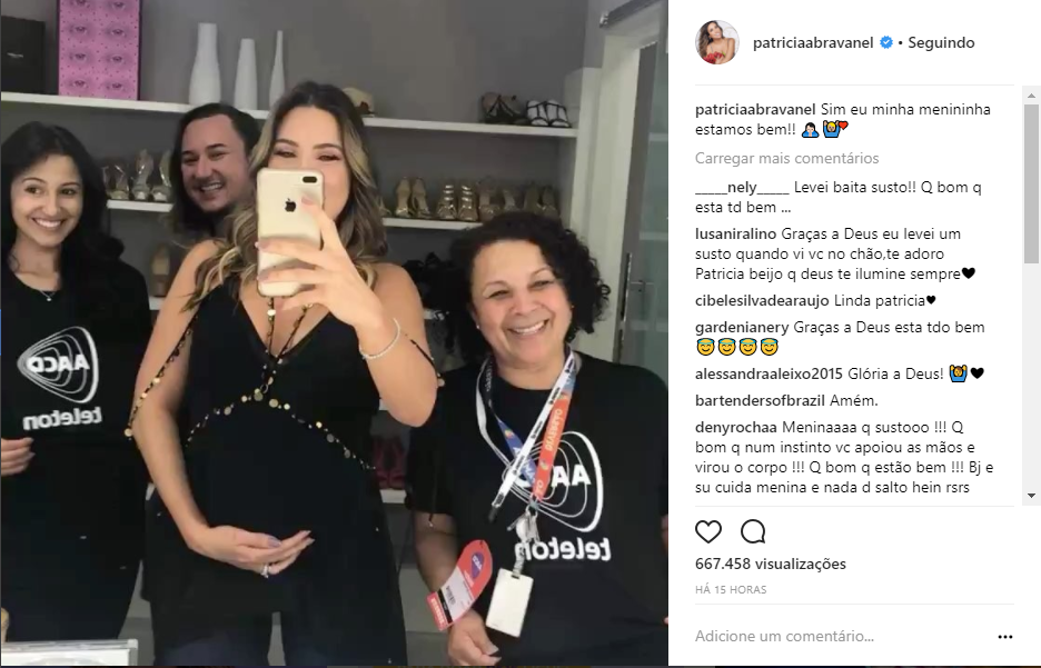 Patrícia conta que está tudo bem após susto 