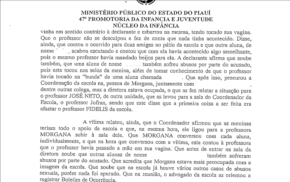 Aluna relata abuso de professor