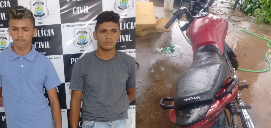 Suspeitos de assaltos e moto utilizada nos delitos 