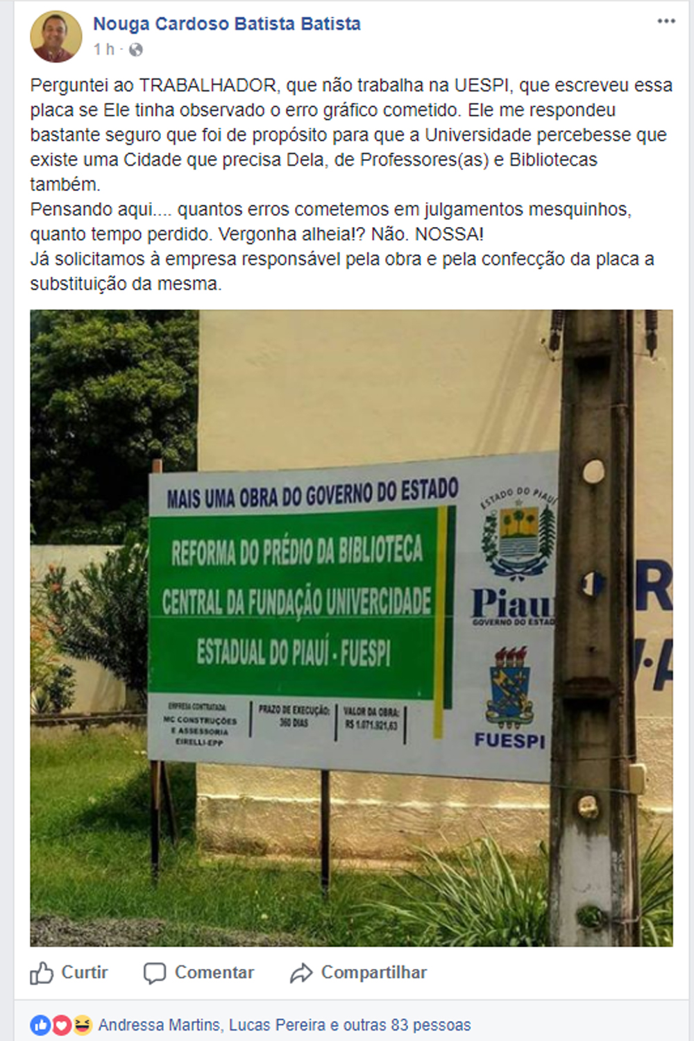 Erro em placa na Uespi