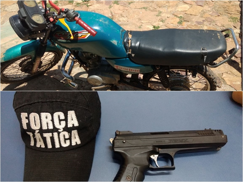 Motocicleta e pistola de pressão
