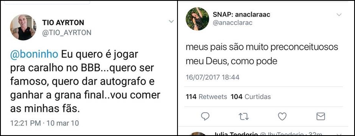 Comentários de Ayrton e Ana Clara