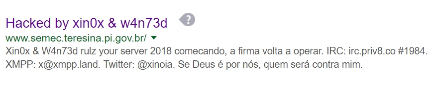Site da secretaria municipal de Educação de Teresina é invadido por hacker