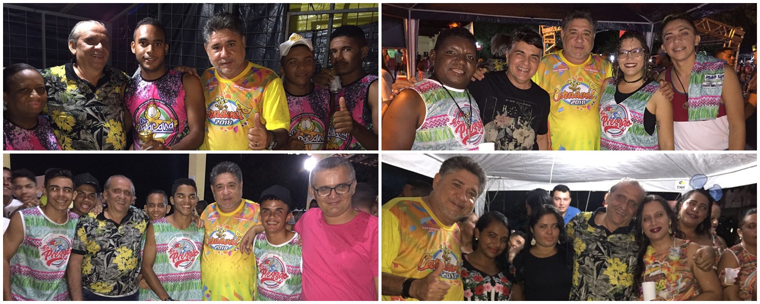 João Mádison participa do carnaval de Monsenhor Gil e posa ao lado de muitos foliões que prestigiaram a folia do município 