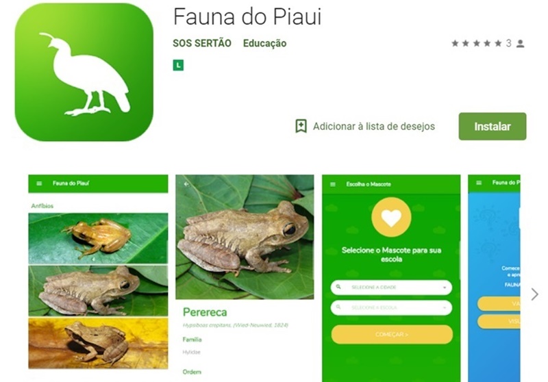 Aplicativo sobre a fauna piauiense da Semar