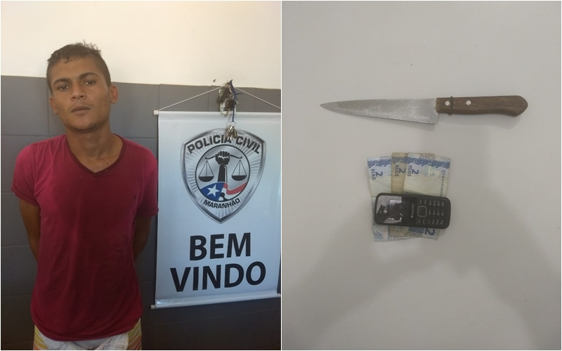 O preso e objetos apreendidos